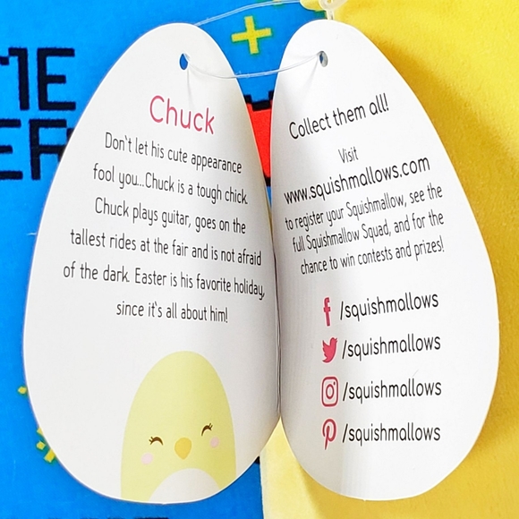 Squishmallow Chuck the Easter Chick 8" 2018 UltraSoft Stuffed Ultra Rare Plush - Picture 11 of 12